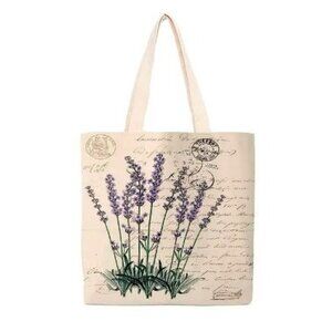 Linen Lavender Shopping Bag Tote Double Handle